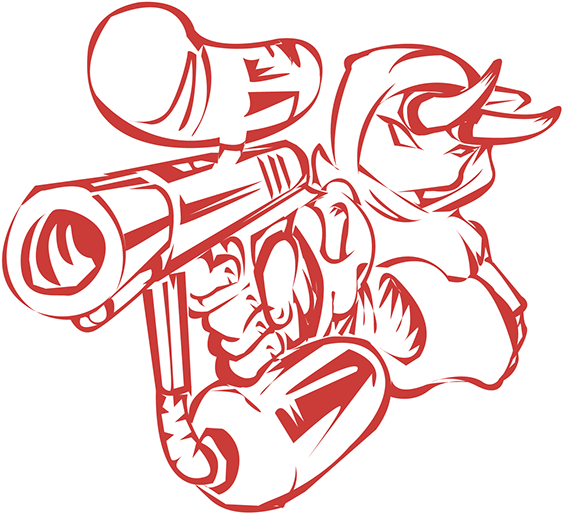 Red Outlined Arm With Gun PNG