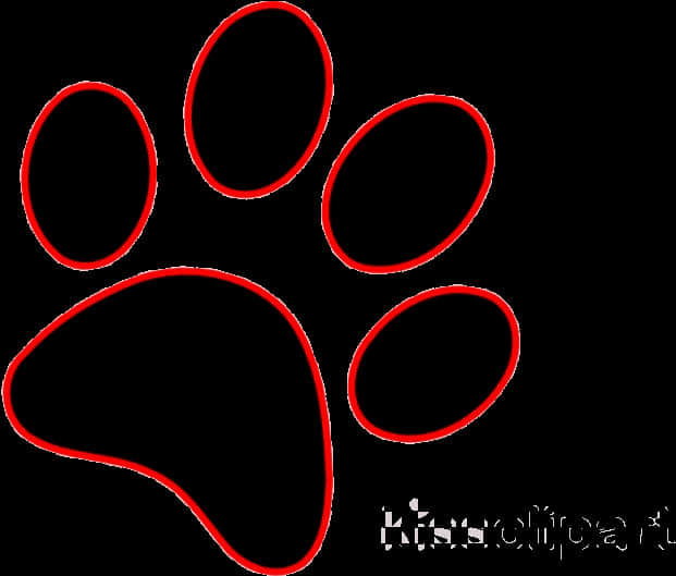 Red Outlined Black Paw Print PNG