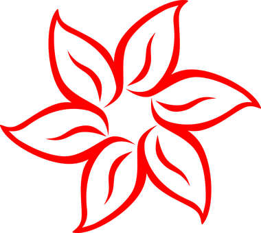 Red Outlined Flower Graphicon Black Background PNG