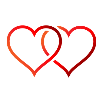 Red Outlined Heartson Black Background PNG