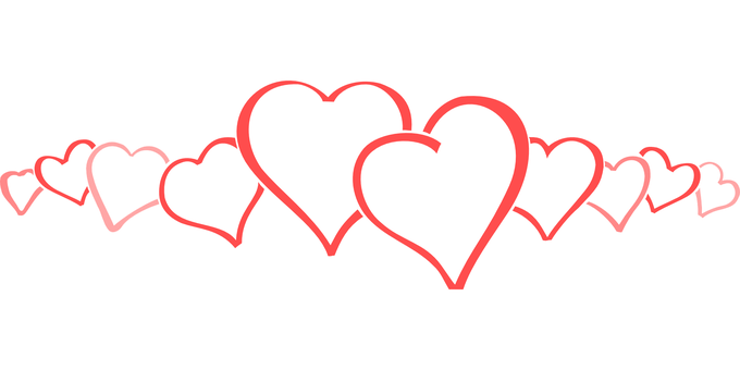 Red Outlined Heartson Black Background PNG