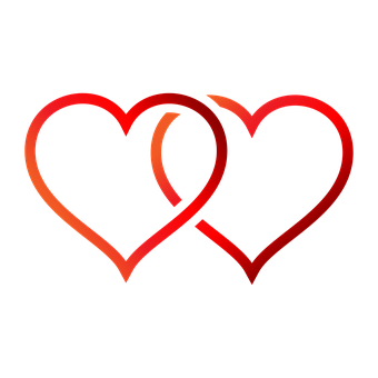 Red Outlined Heartson Black PNG