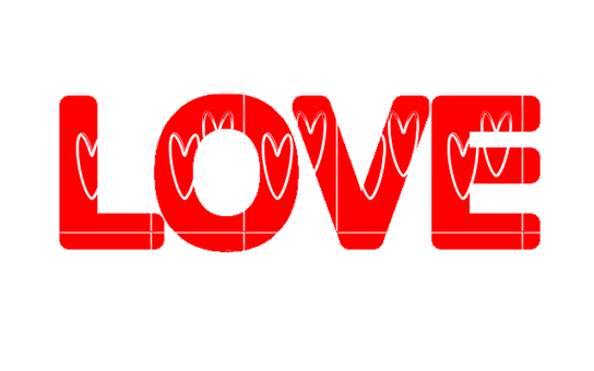 Red Outlined Love Text PNG