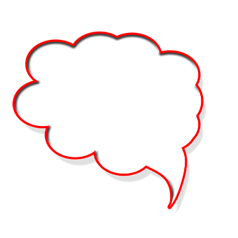 Red Outlined Speech Bubbleon Black Background PNG