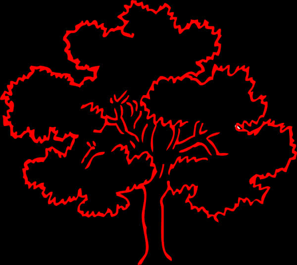 Red Outlined Tree Silhouette PNG