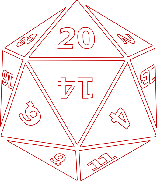 Red Outlined Twenty Sided Die PNG