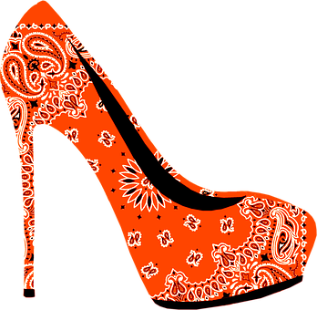 Red Paisley Stiletto High Heel PNG