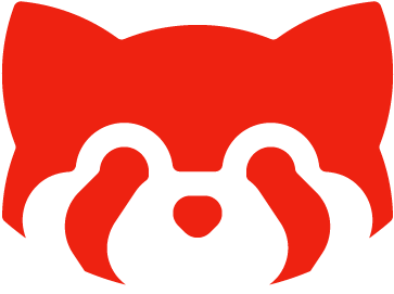 Red Panda Logo Design PNG — A bold red and white stylized panda head logo with simple clean lines and a minimalist design.