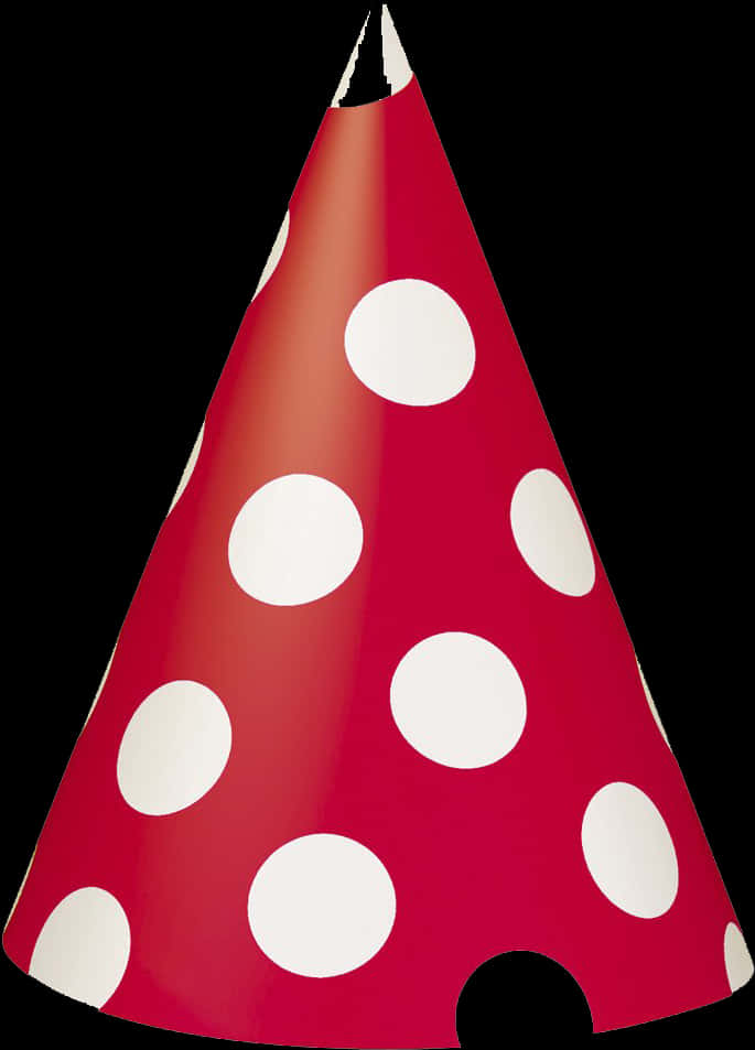 Red Party Hatwith White Polka Dots PNG