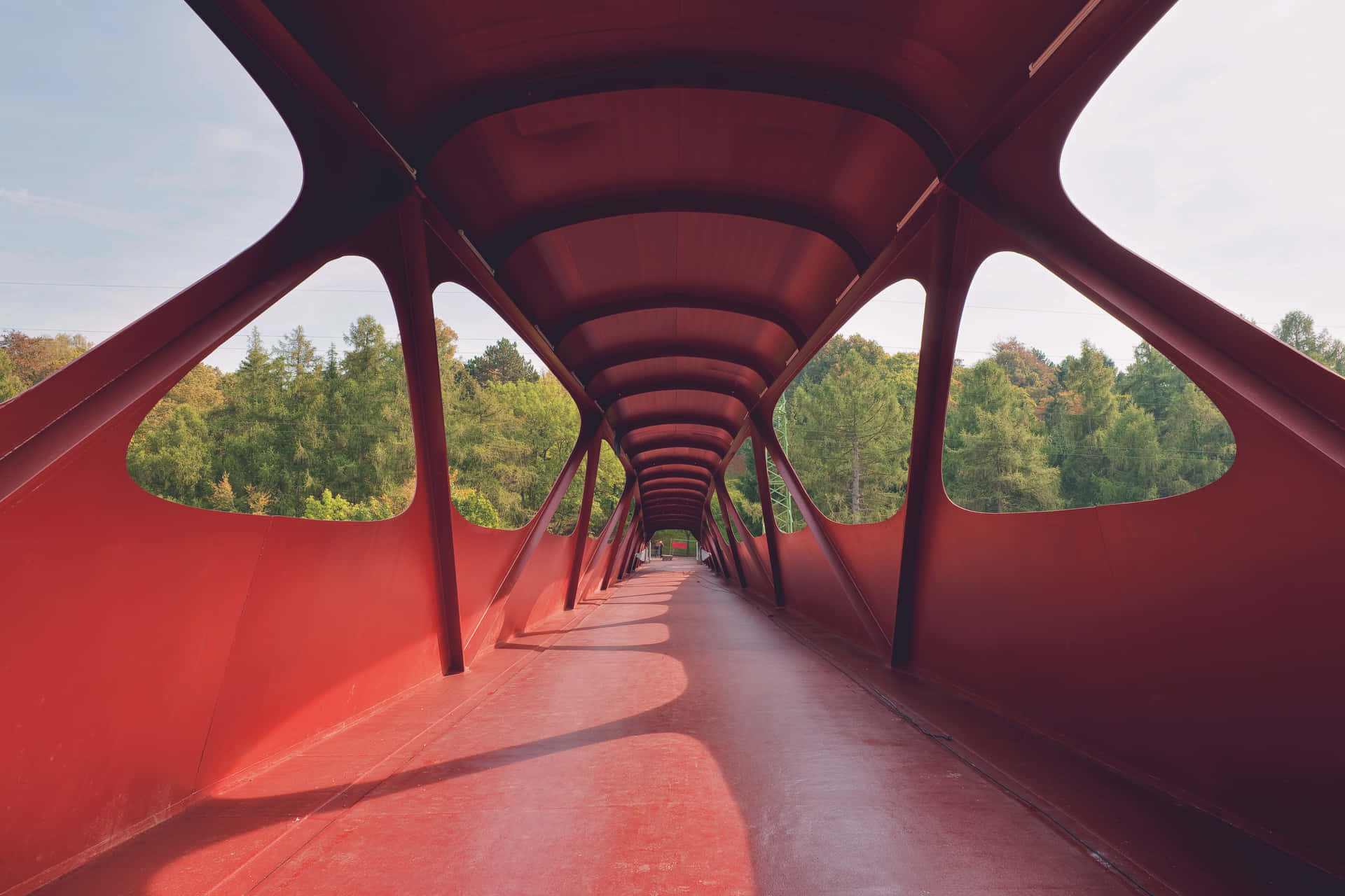 Red Pedestrian Bridge Eschsur Alzette Wallpaper