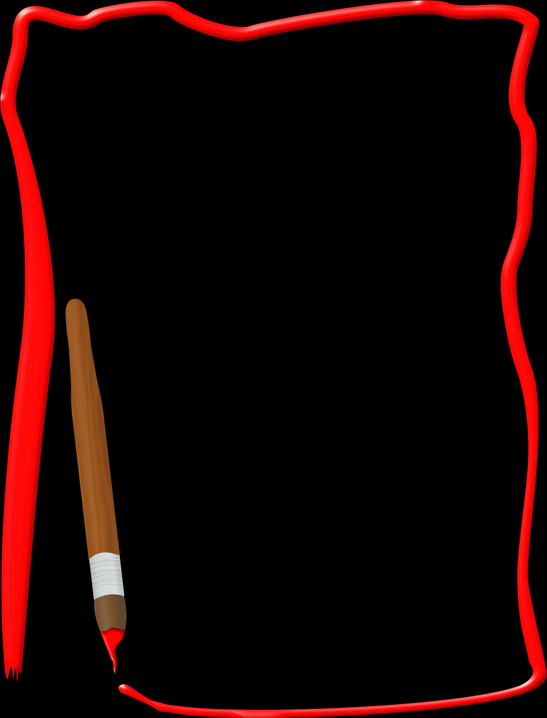 Red Pencil Border Frame PNG