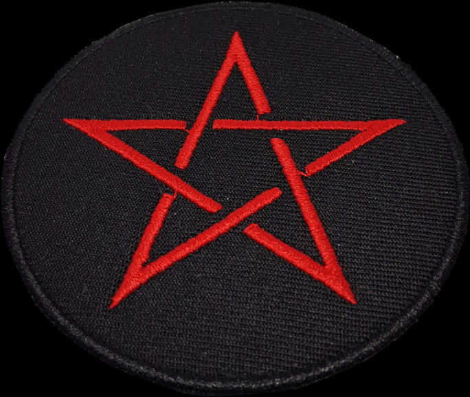 Red Pentagram Embroidered Patch PNG