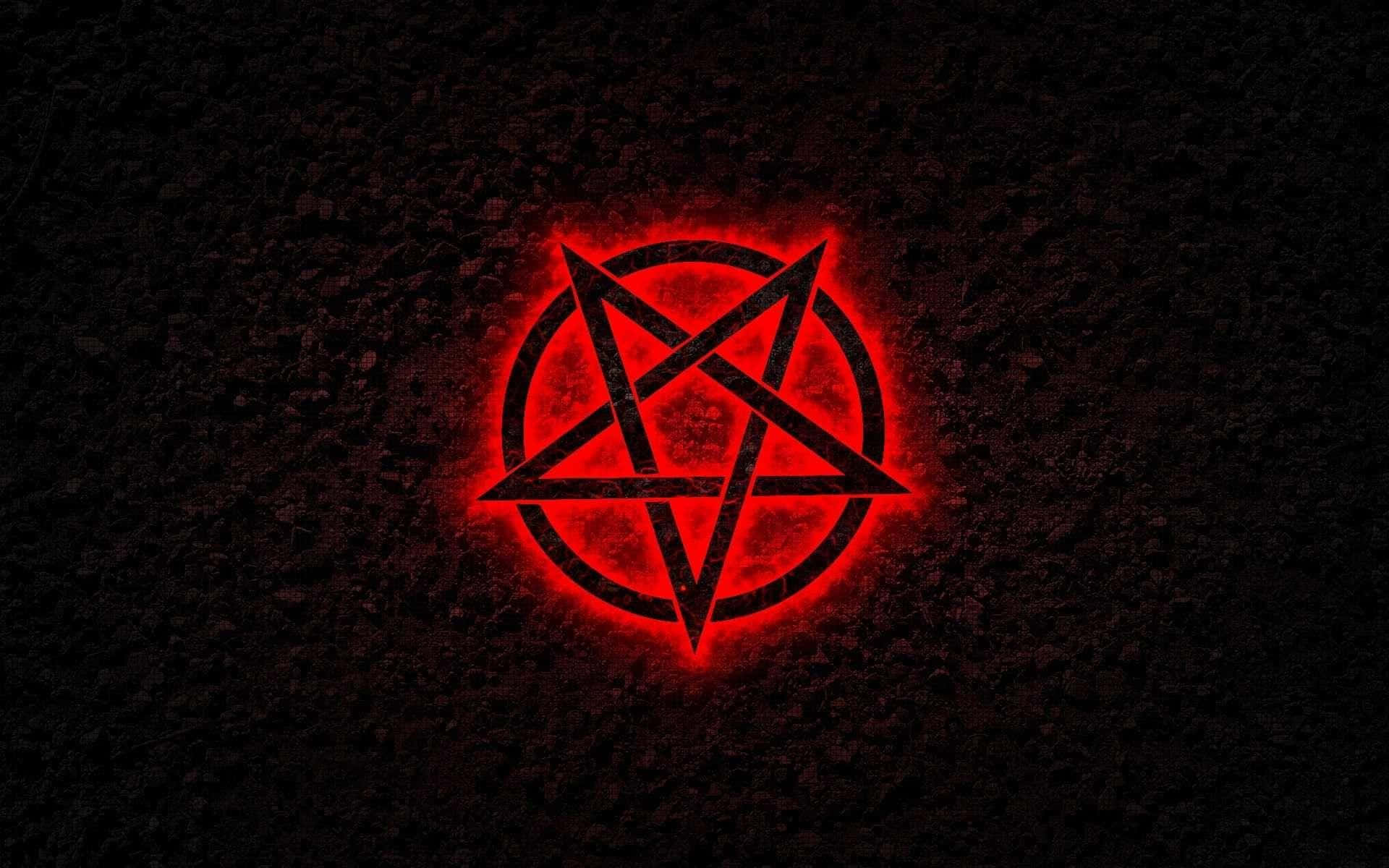 Red Pentagramon Black Background Wallpaper