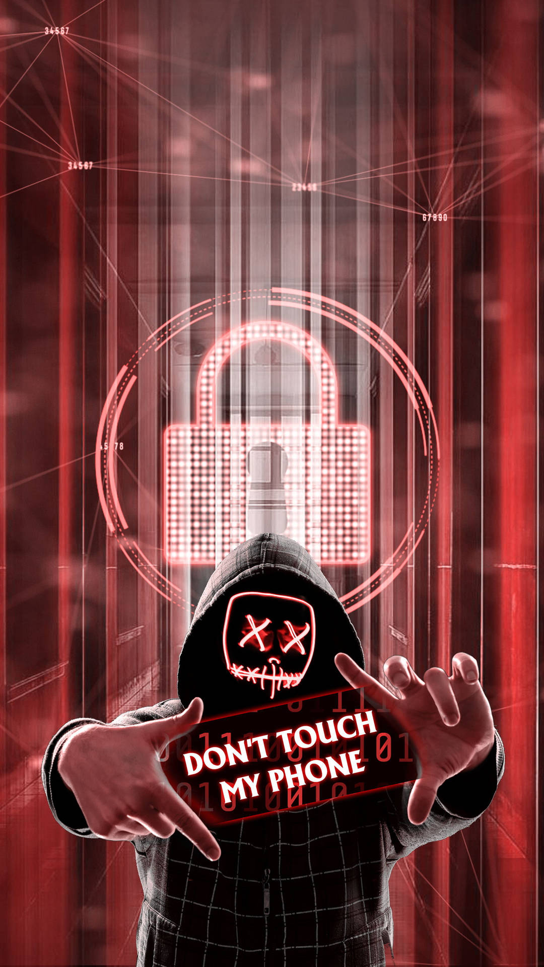 Download Red Phone Lockscreen Hacker Mask Wallpaper 