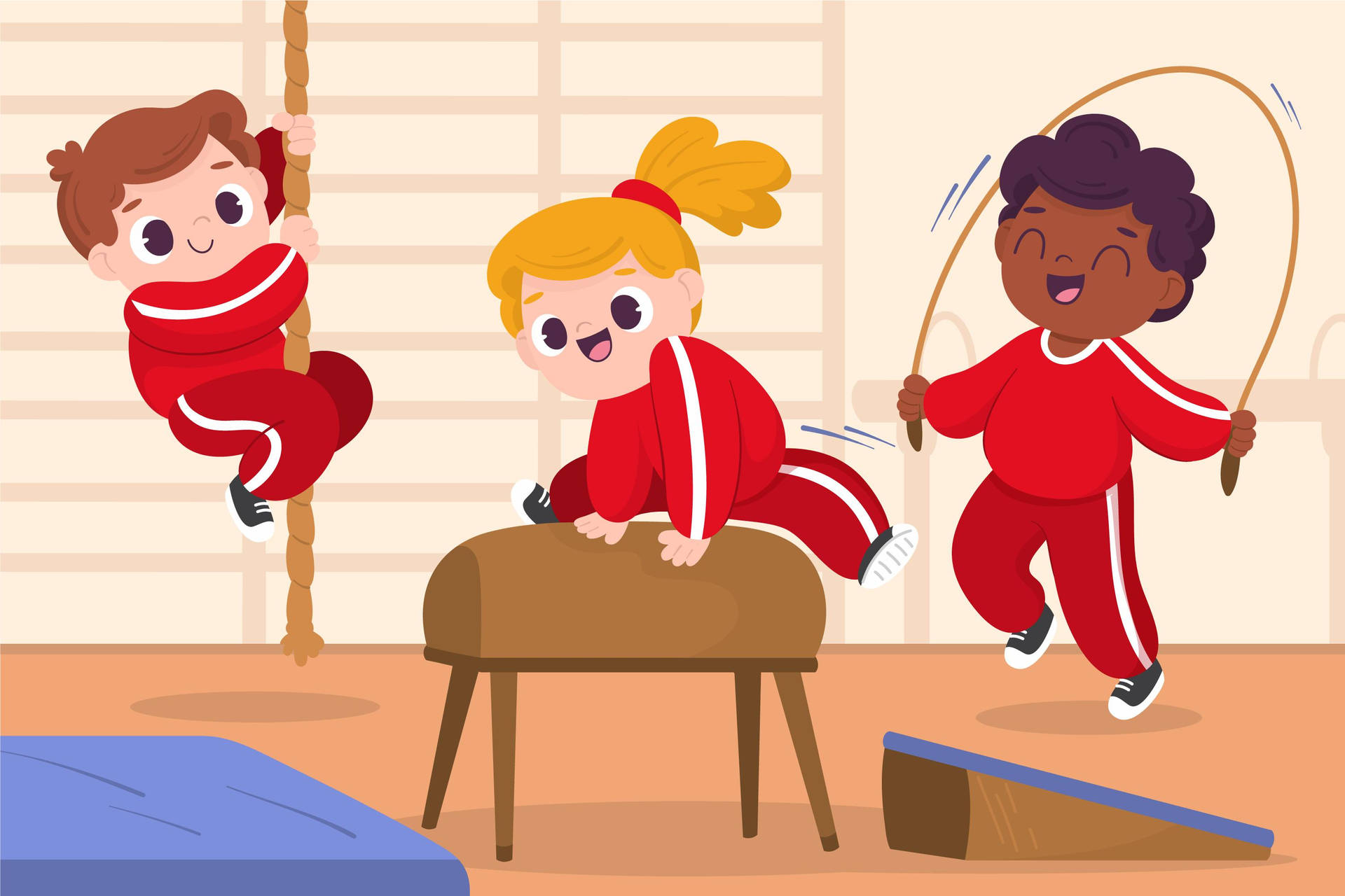 Red Physical Education Vector Wallpaper