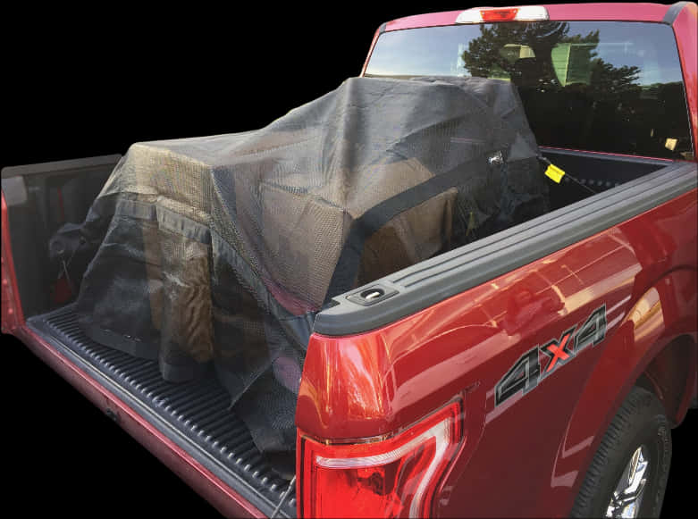 Red Pickup Truck Cargo Covered With Tarp PNG
