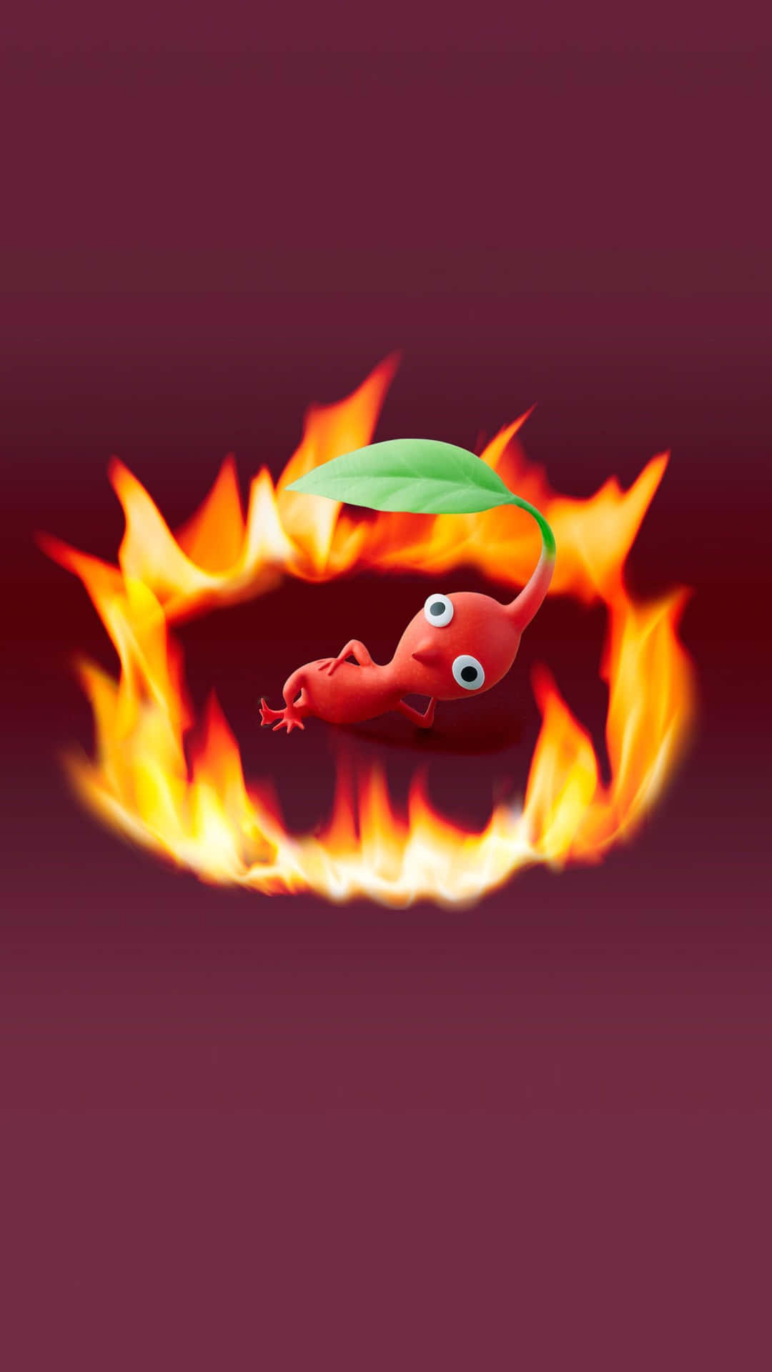 Red Pikmin Jumping Through Fire Wallpaper