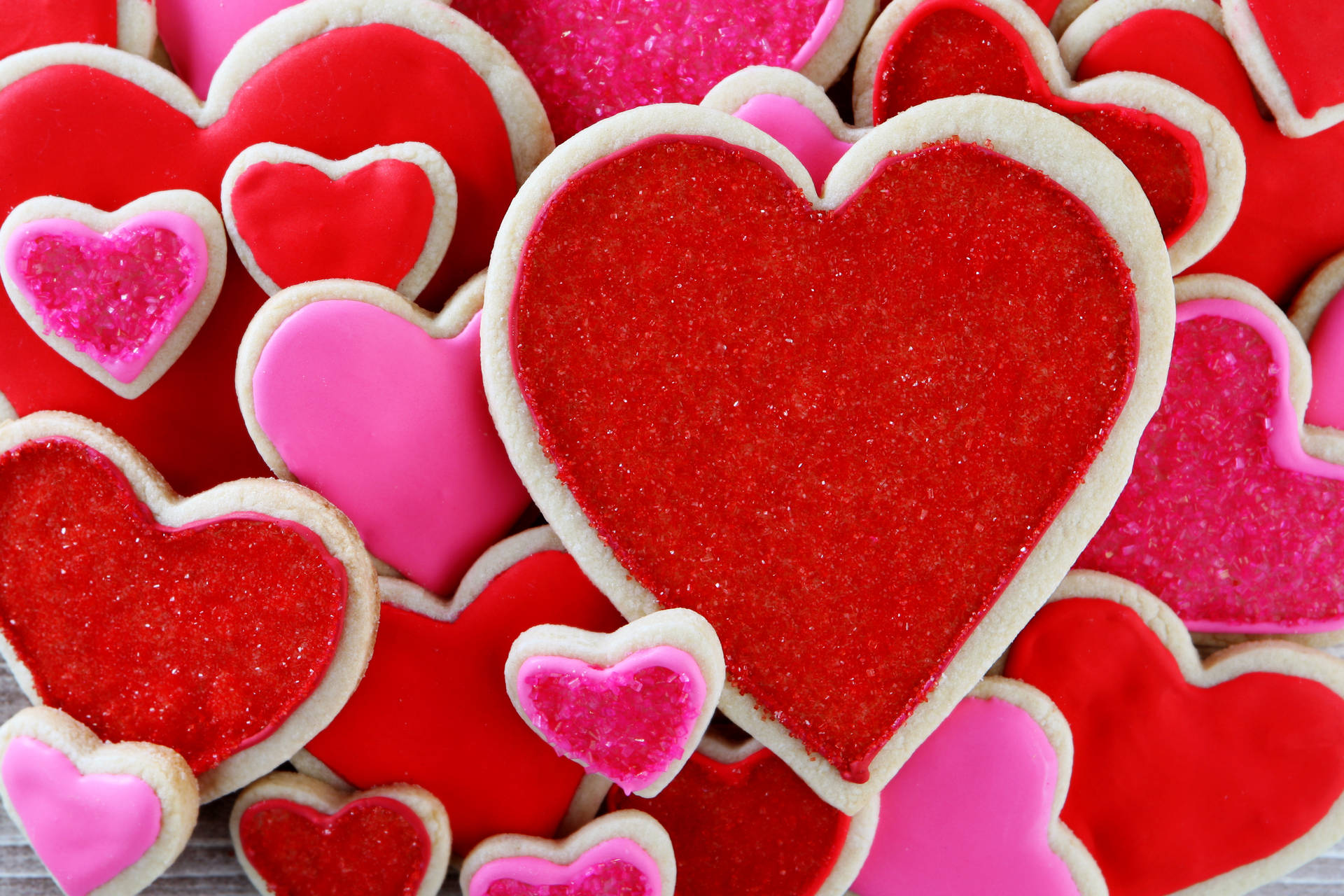 Red Pink Heart Cookies Wallpaper