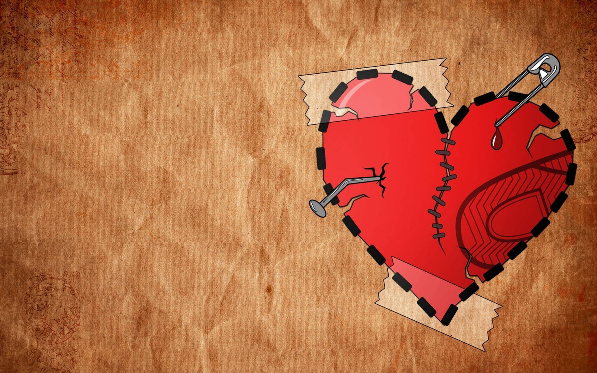 Red Pinned Broken Heart 4k Wallpaper