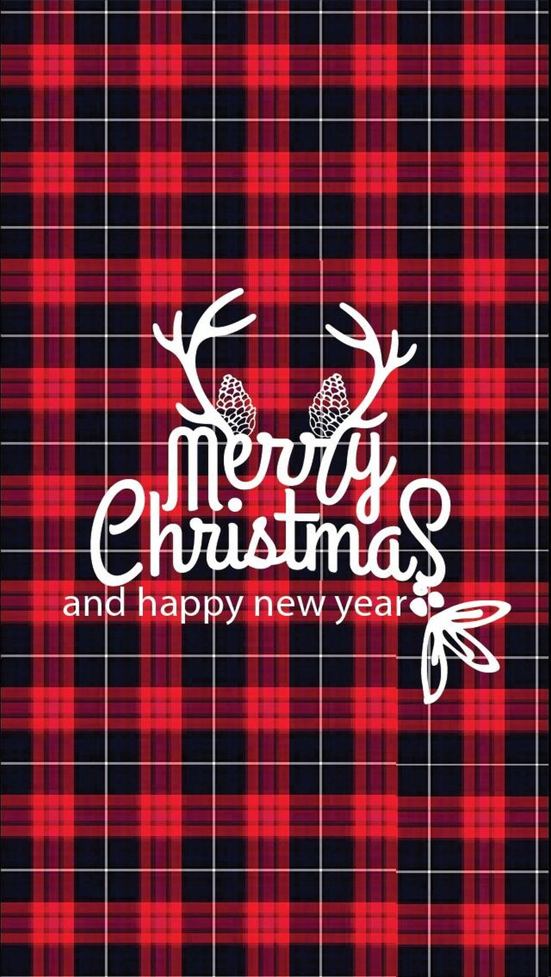 Red Plaid Merry Christmas Iphone Wallpaper