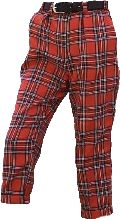 Red Plaid Pantswith Black Belt.png PNG