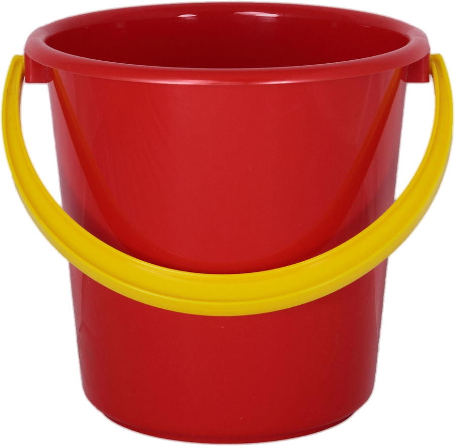 Red Plastic Bucket Yellow Handle.png PNG