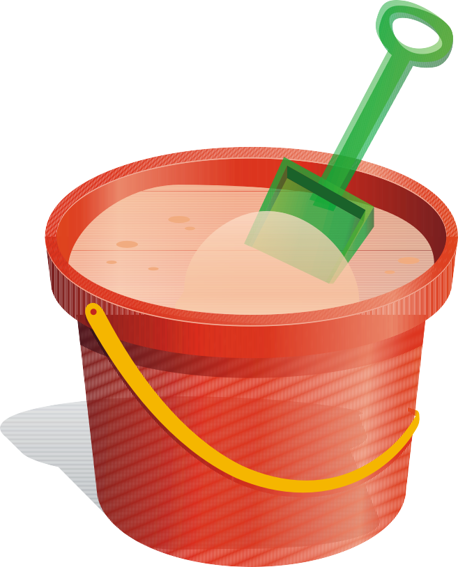 Red Plastic Bucketwith Green Shovel PNG