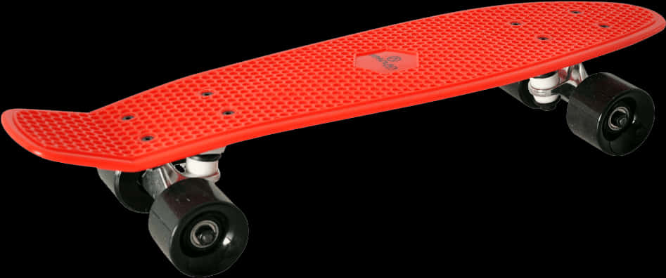 Red Plastic Skateboard Black Wheels PNG