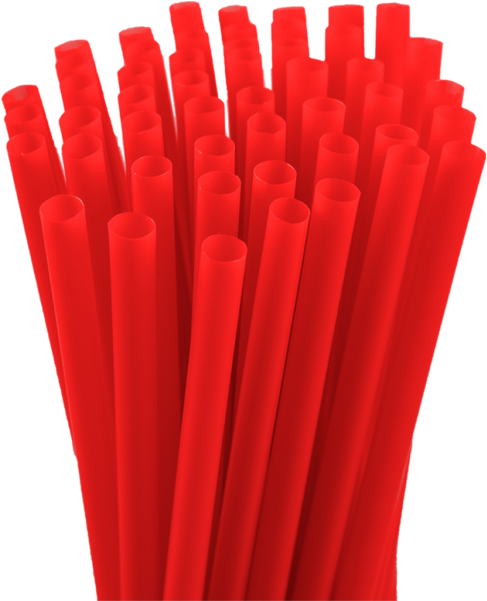 Red Plastic Straws Bundle PNG