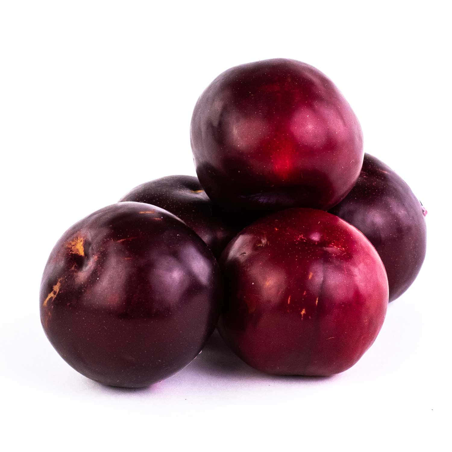 Juicy Red Plum on a Rustic Wooden Background Wallpaper