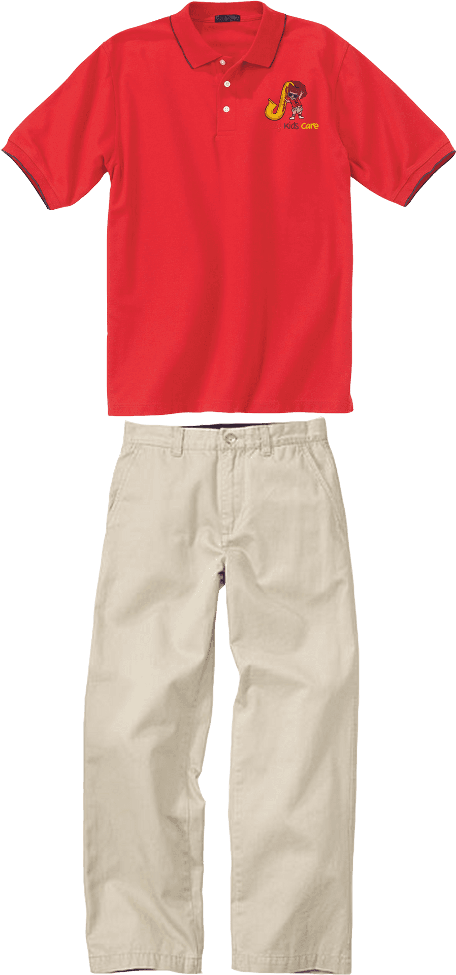 Red Polo Shirt Khaki Pants Outfit PNG
