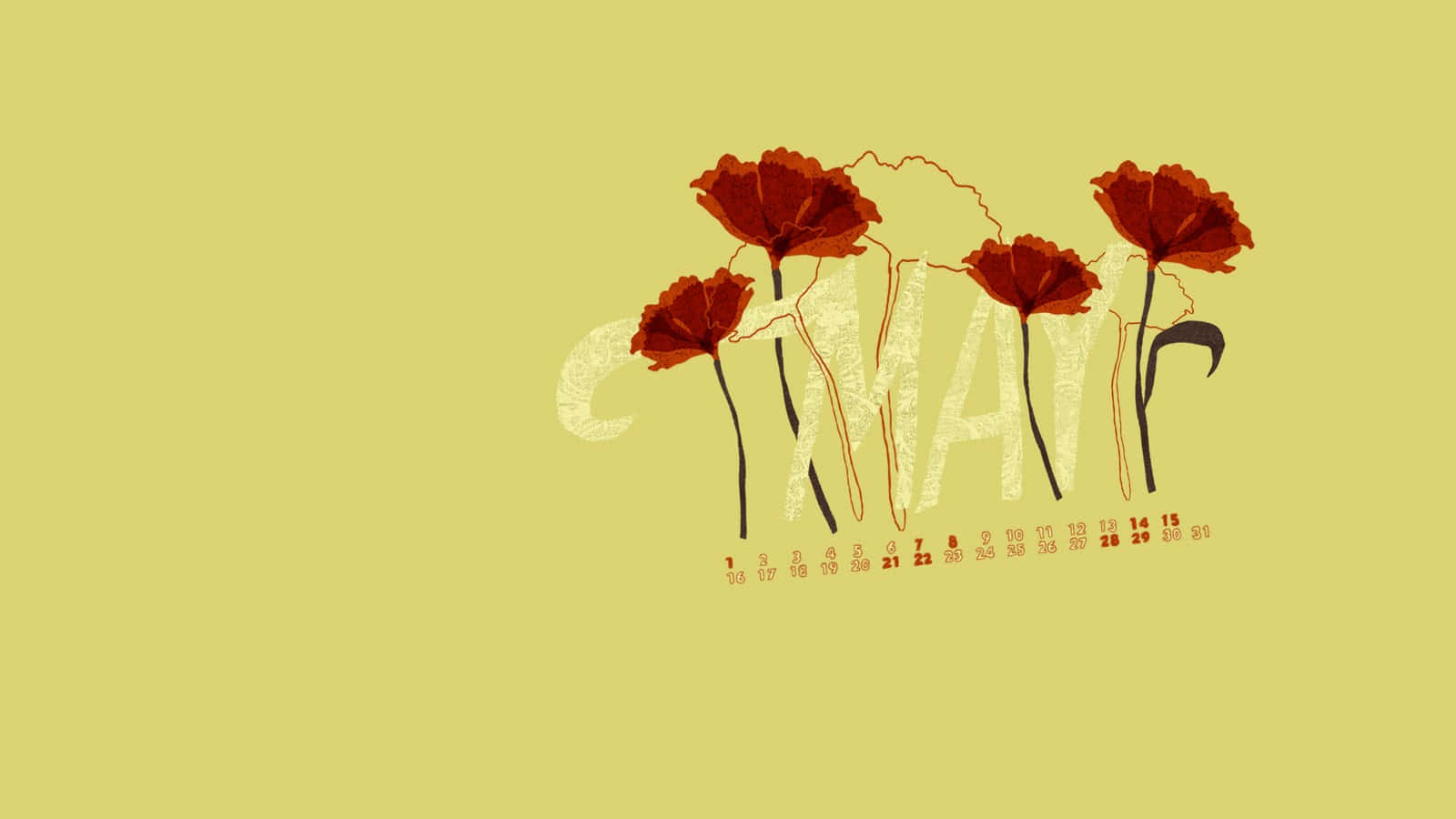 Red Poppies May Calendar Wallpaper