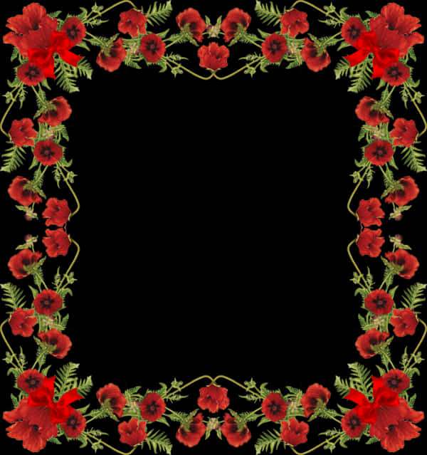 Red Poppy Floral Frame Design PNG