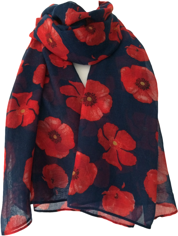 Red Poppy Floral Scarf PNG