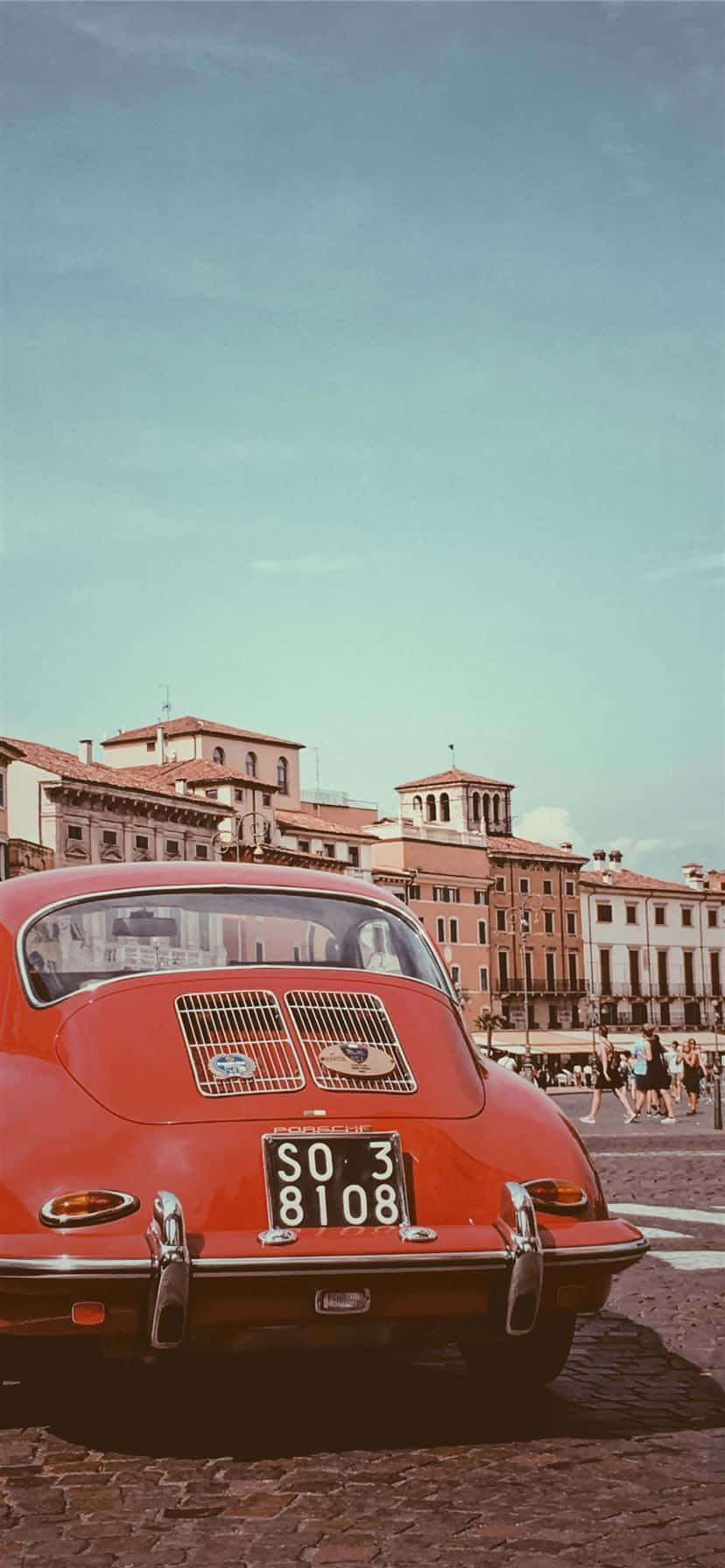 Papelde Parede Para Celular Com Uma Imagem De Um Porsche 356 Vermelho Retrô. Papel de Parede