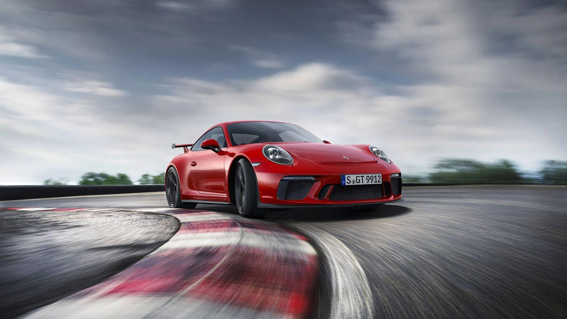 Red Porsche 911 Speeding Wallpaper