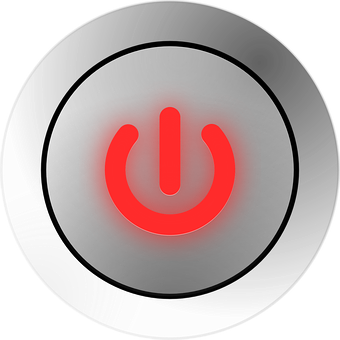 Red Power Button Illuminated PNG