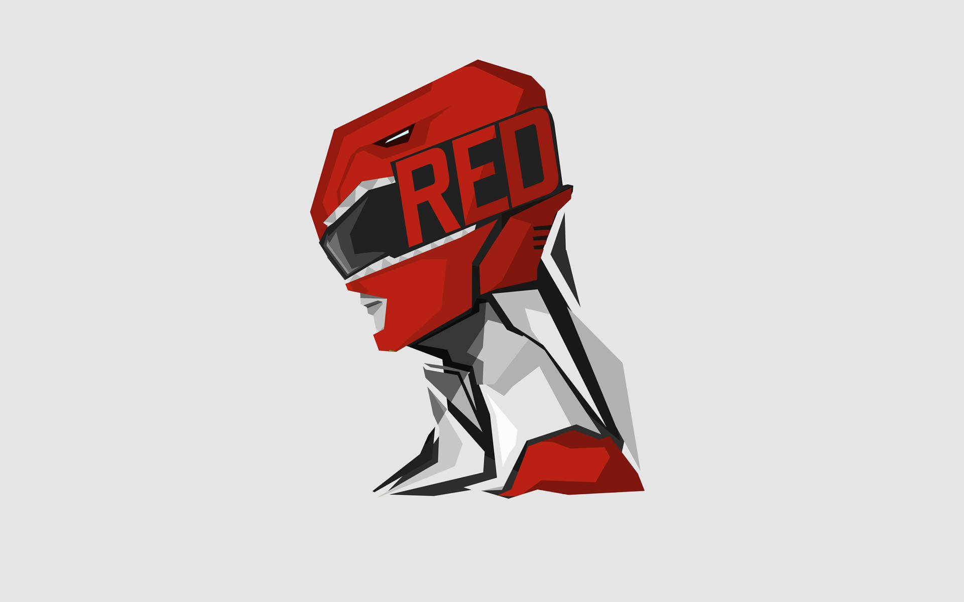 Fierce Red Power Ranger in Action Wallpaper