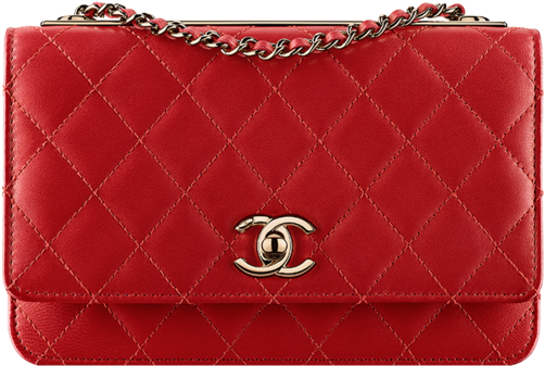 Red Quilted Designer Chain Purse PNG