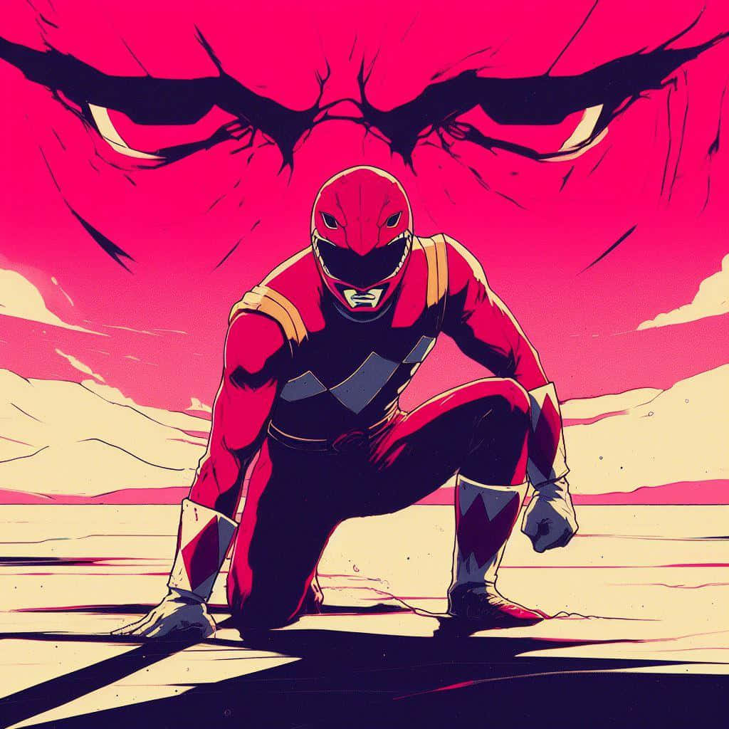 Red Ranger Stance Against Evil Wallpaper