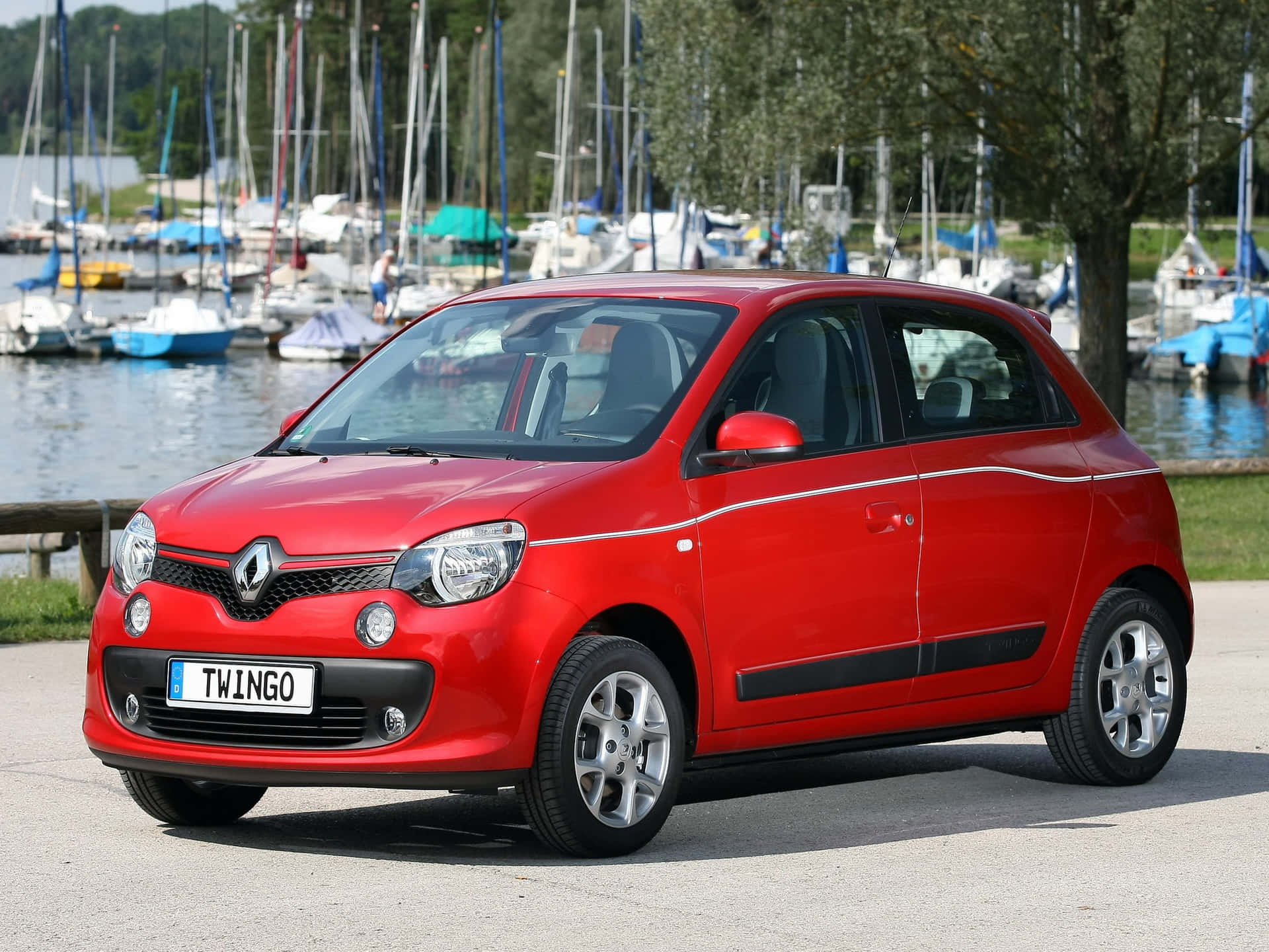 Rode Renault Twingo Marina Achtergrond Achtergrond