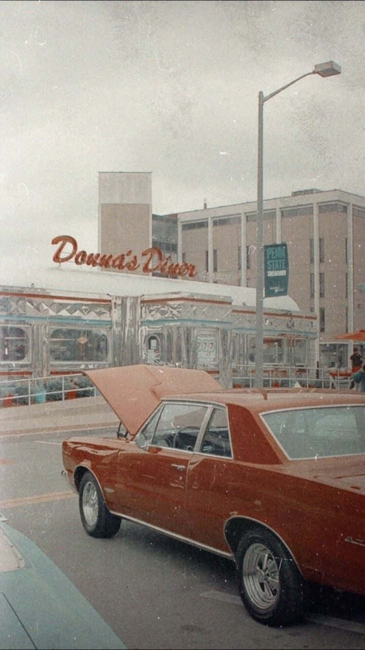 Red Retro 80s Aesthetic 1964 Pontiac Tempest Wallpaper