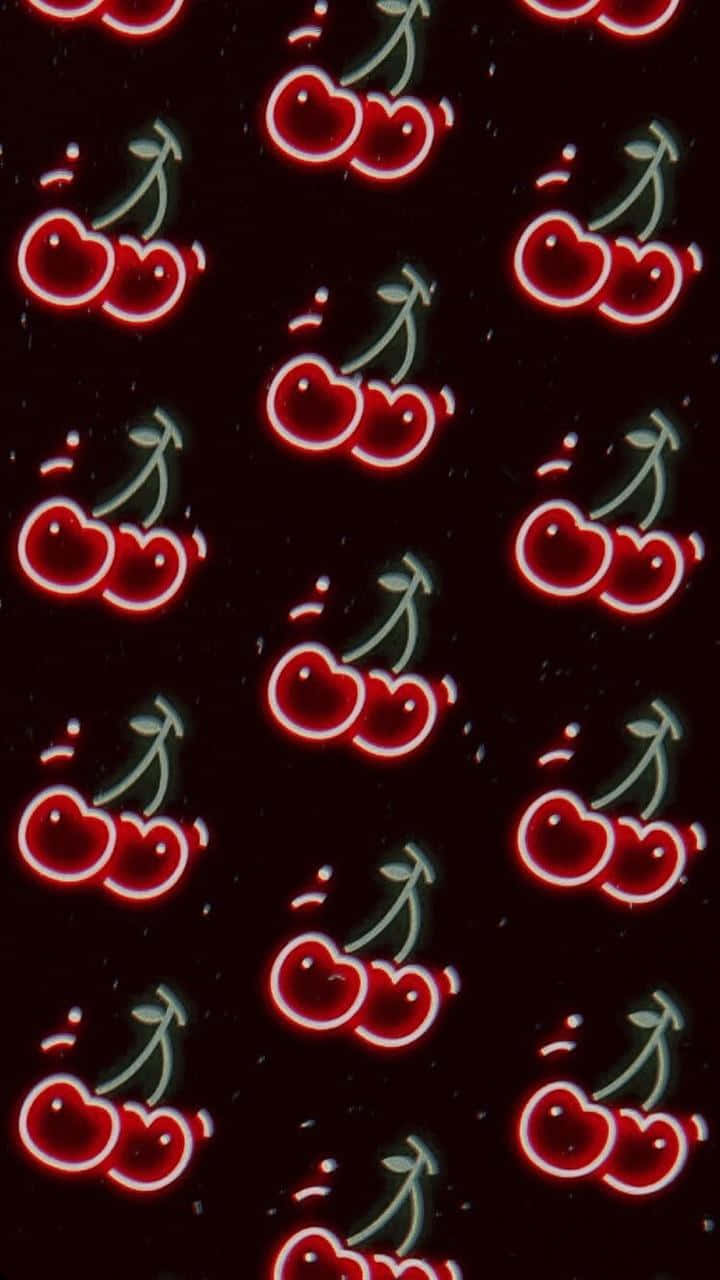 Red Retro 80s Aesthetic Cherries Wallpaper