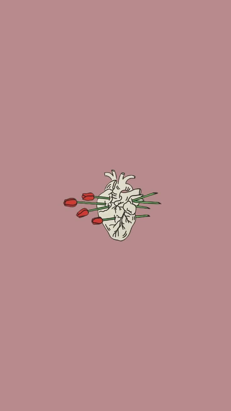 Kærlighed spiddet med røde roser retro 80'er æstetik Wallpaper