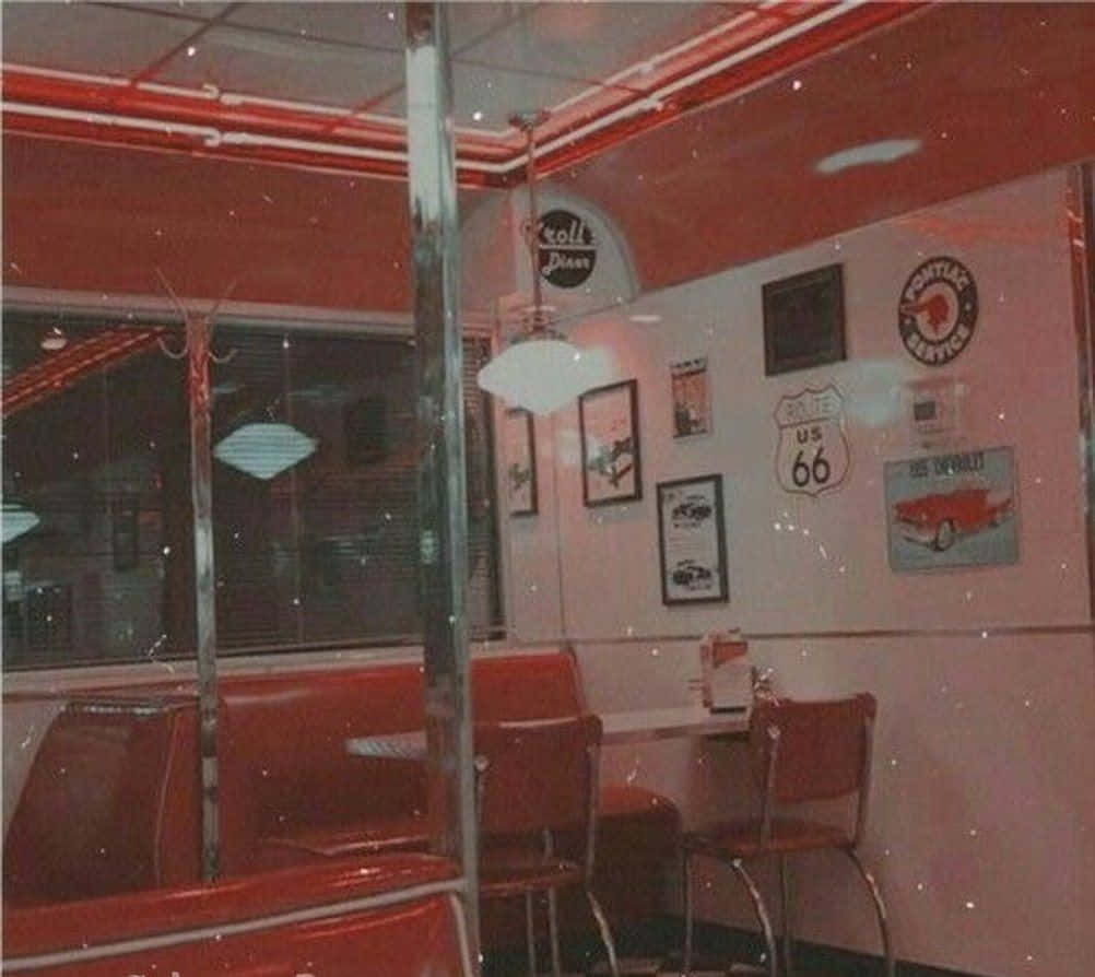 Rød Retro 80'er Aestetisk Vintage Diner. Wallpaper