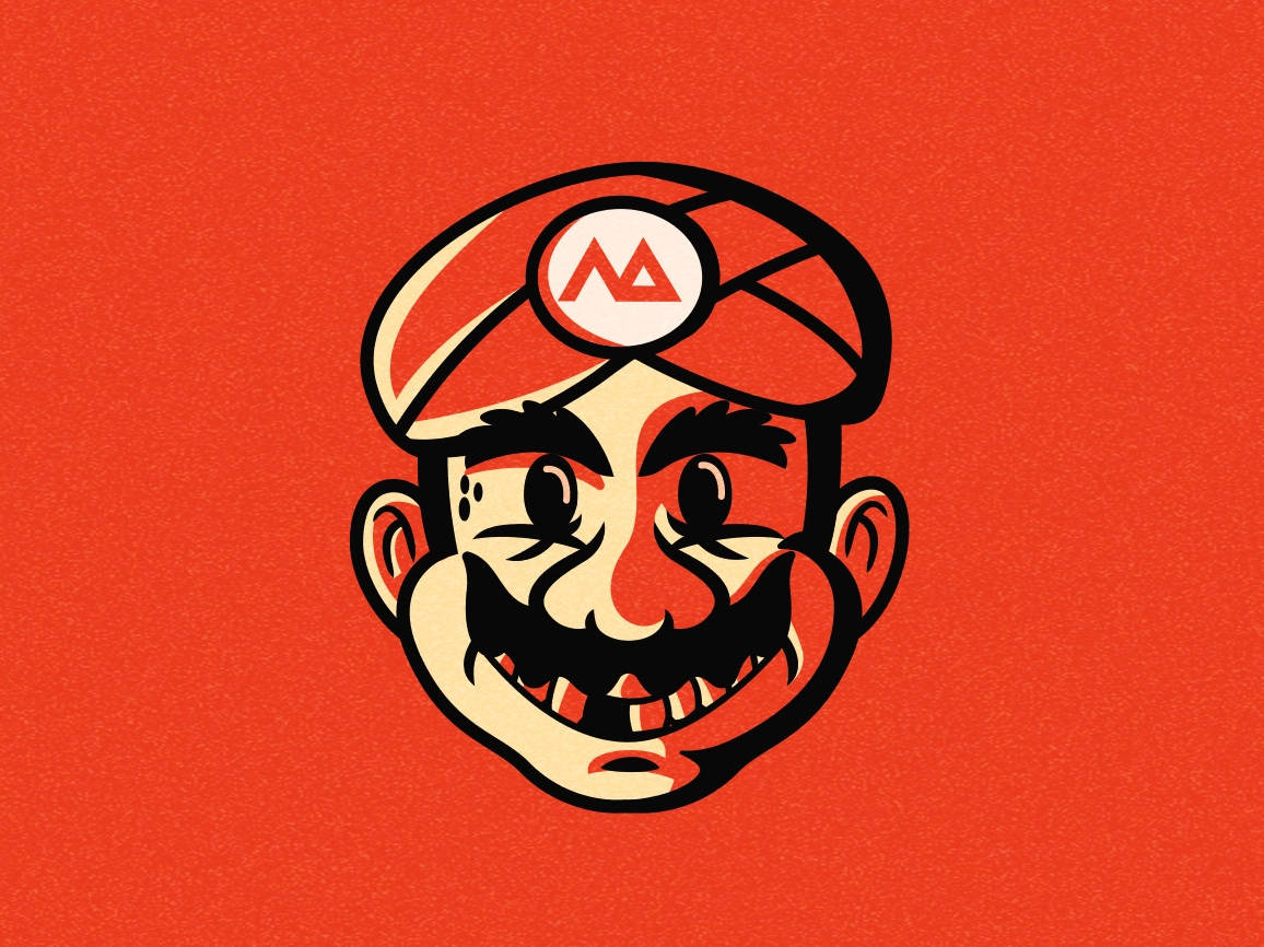 Red Retro Mario Face Wallpaper