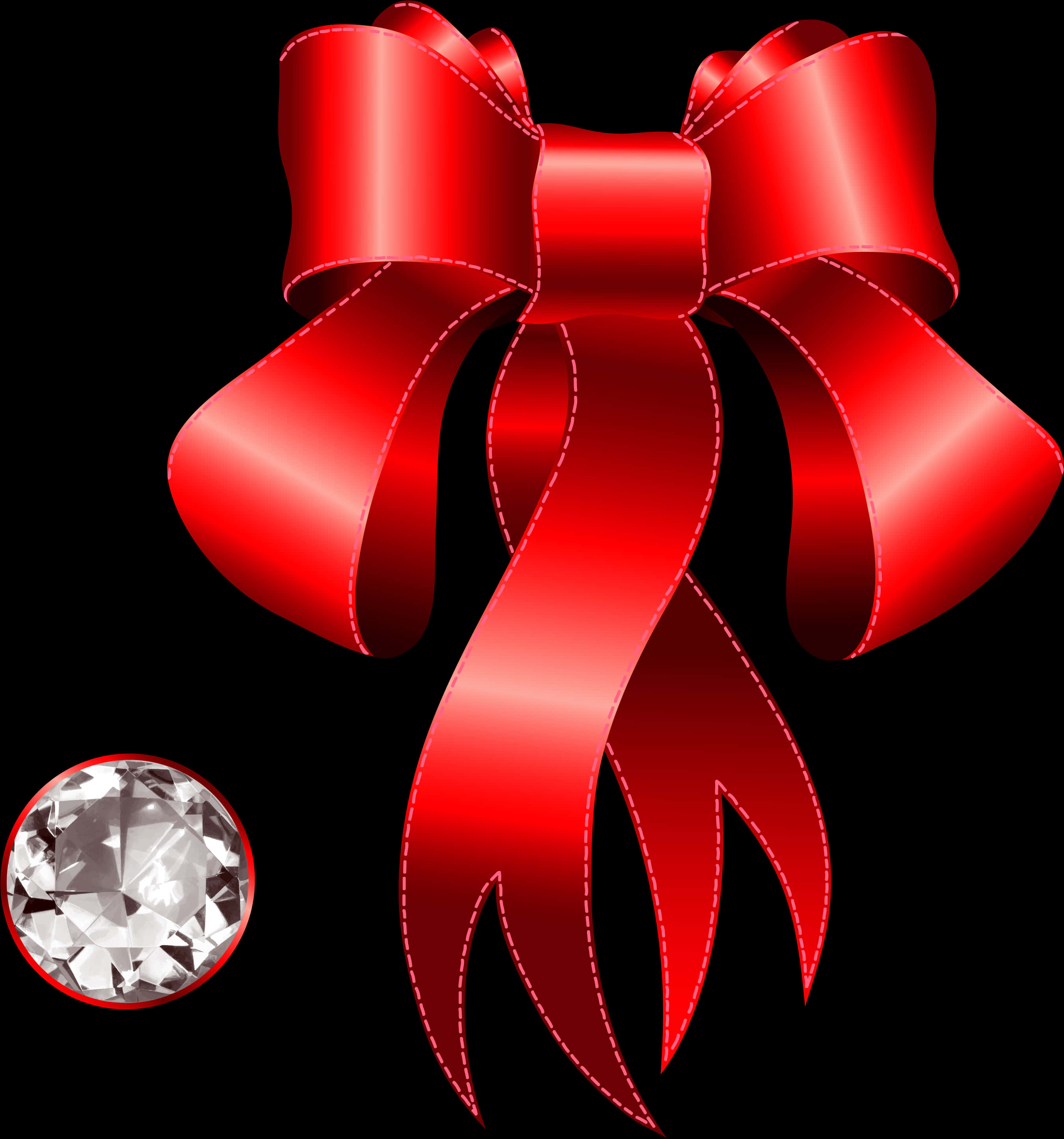 Red Ribbon Diamond Graphic PNG