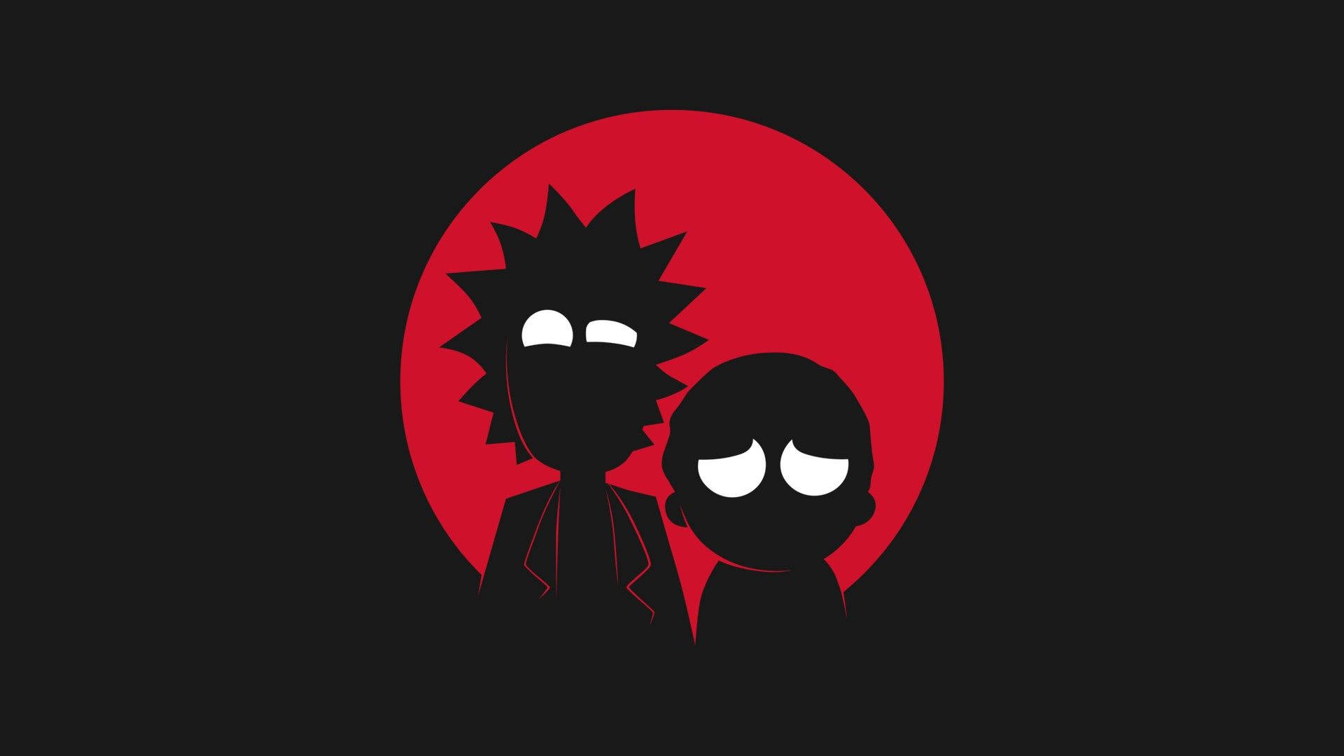 Red Rick And Morty Silhouette Minimalism Wallpaper