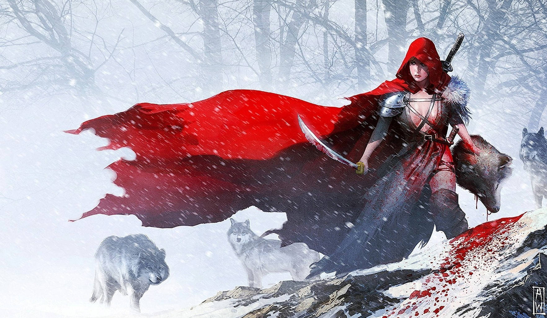 Red Riding Hood Fighting Coolest Desktop Wallpaper