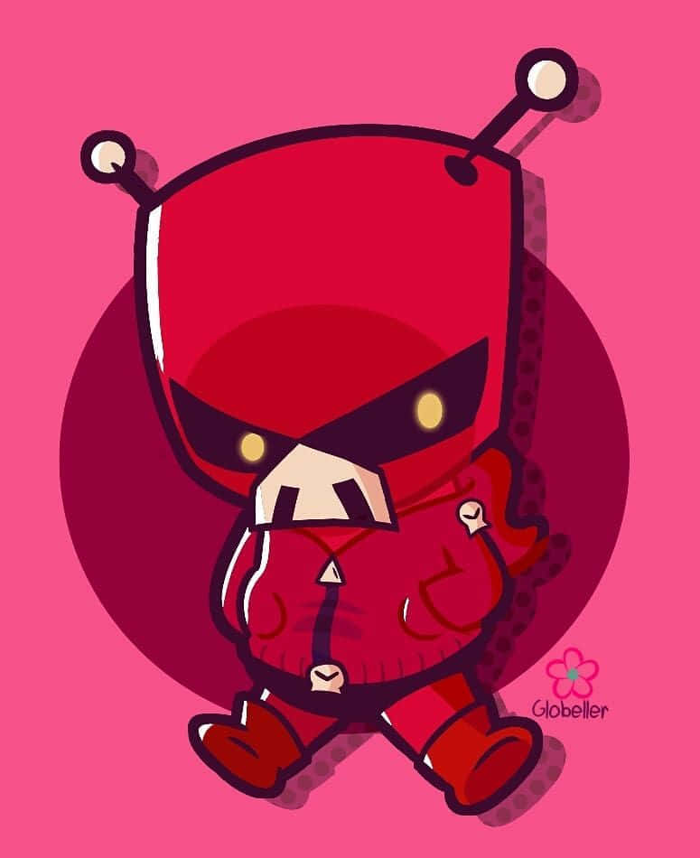 Red Robot Cartoon Character Wallpaper